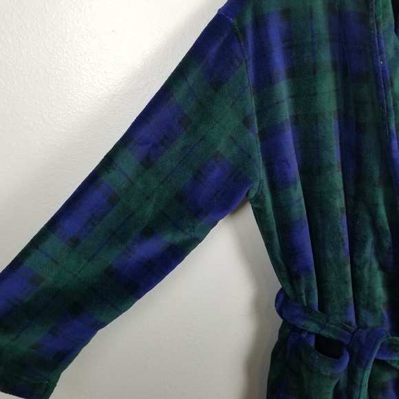 Polo Ralph Lauren Plaid Shawl Collar Blackwatch Tartan Plush Robe Size Small - Picture 7 of 12